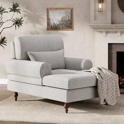 Chaise Lounge Chair with Adjustable Backrest, Indoor Modern Oversized Comfy Chair