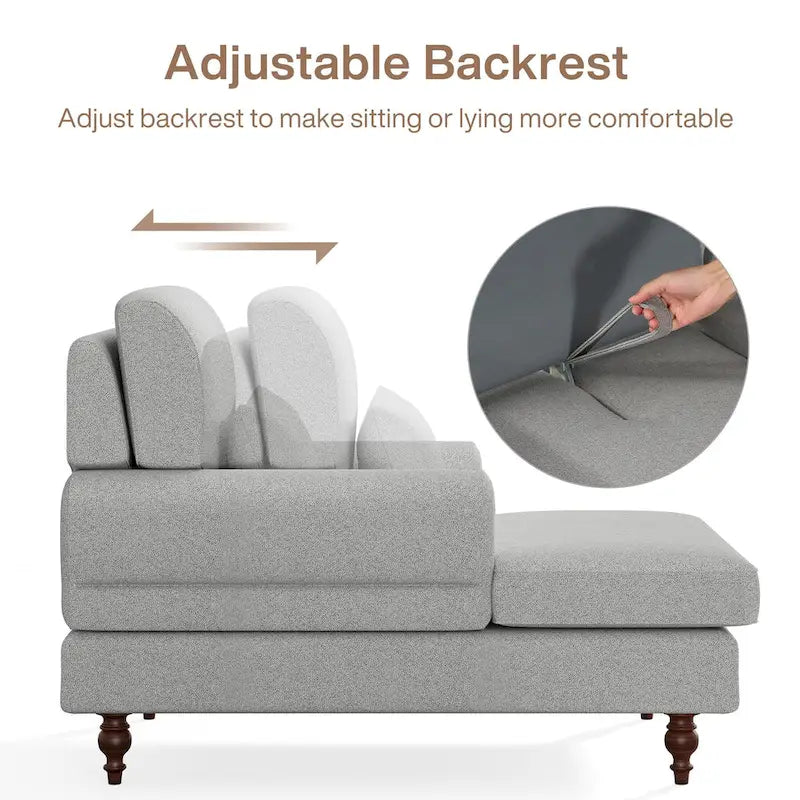 Chaise Lounge Chair with Adjustable Backrest, Indoor Modern Oversized Comfy Chair