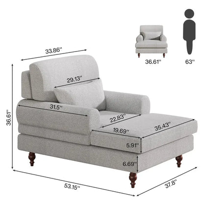 Chaise Lounge Chair with Adjustable Backrest, Indoor Modern Oversized Comfy Chair