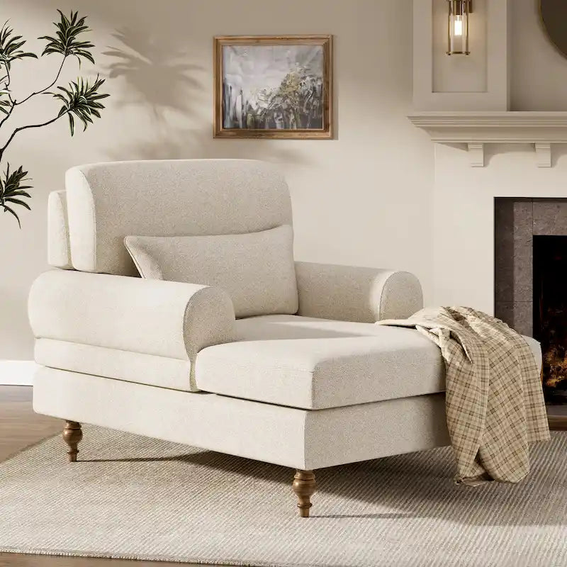 Chaise Lounge Chair with Adjustable Backrest, Indoor Modern Oversized Comfy Chair