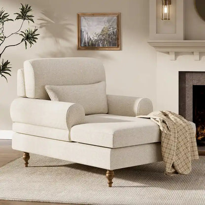 Chaise Lounge Chair with Adjustable Backrest, Indoor Modern Oversized Comfy Chair