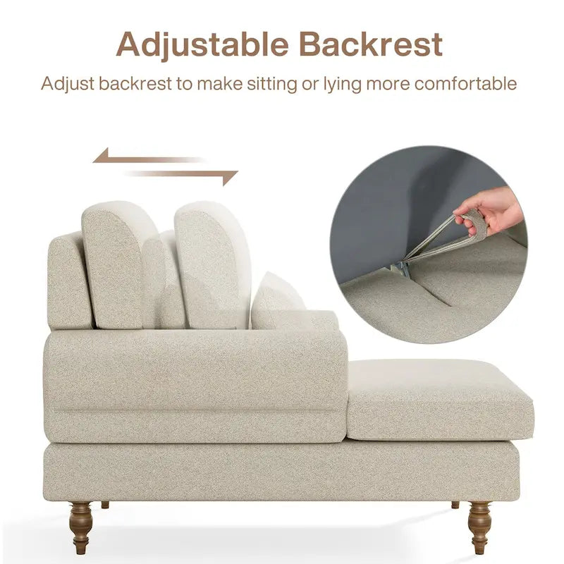 Chaise Lounge Chair with Adjustable Backrest, Indoor Modern Oversized Comfy Chair