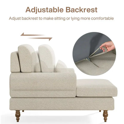 Chaise Lounge Chair with Adjustable Backrest, Indoor Modern Oversized Comfy Chair