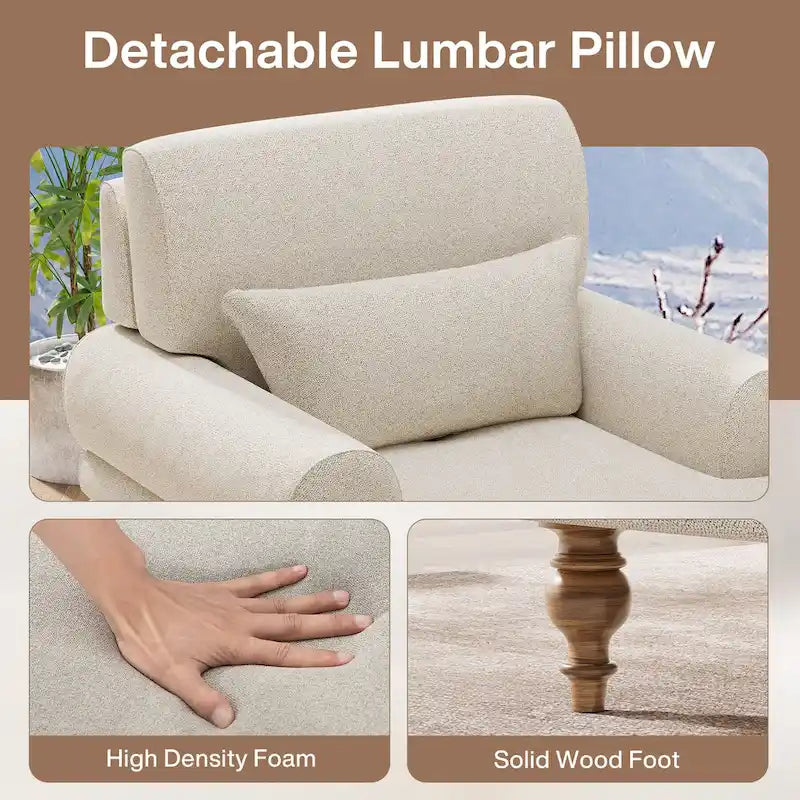 Chaise Lounge Chair with Adjustable Backrest, Indoor Modern Oversized Comfy Chair