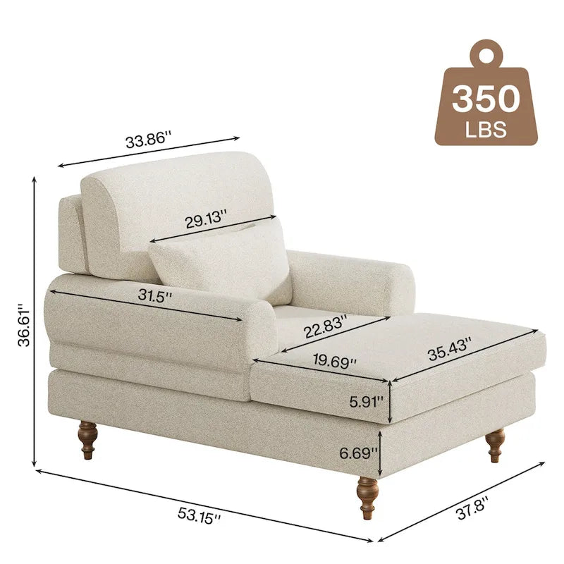 Chaise Lounge Chair with Adjustable Backrest, Indoor Modern Oversized Comfy Chair