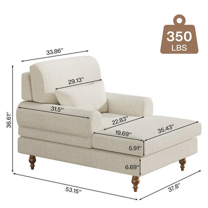 Chaise Lounge Chair with Adjustable Backrest, Indoor Modern Oversized Comfy Chair