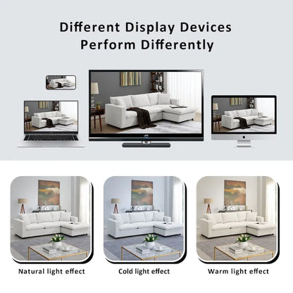 L-shaped Sectional Cloud Couch Set w/Throw Pillows, Ottoman, Wide Seat