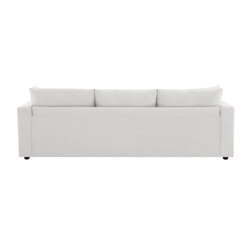 L-shaped Sectional Cloud Couch Set w/Throw Pillows, Ottoman, Wide Seat
