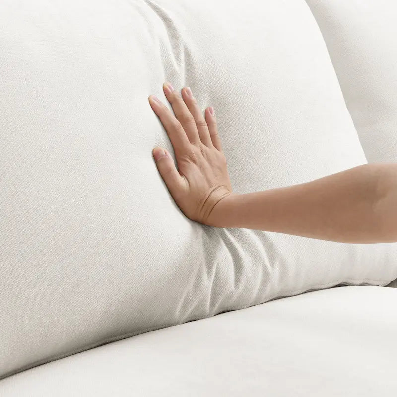 L-shaped Sectional Cloud Couch Set w/Throw Pillows, Ottoman, Wide Seat