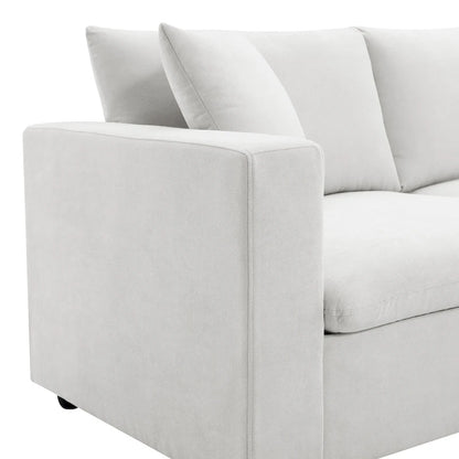 L-shaped Sectional Cloud Couch Set w/Throw Pillows, Ottoman, Wide Seat