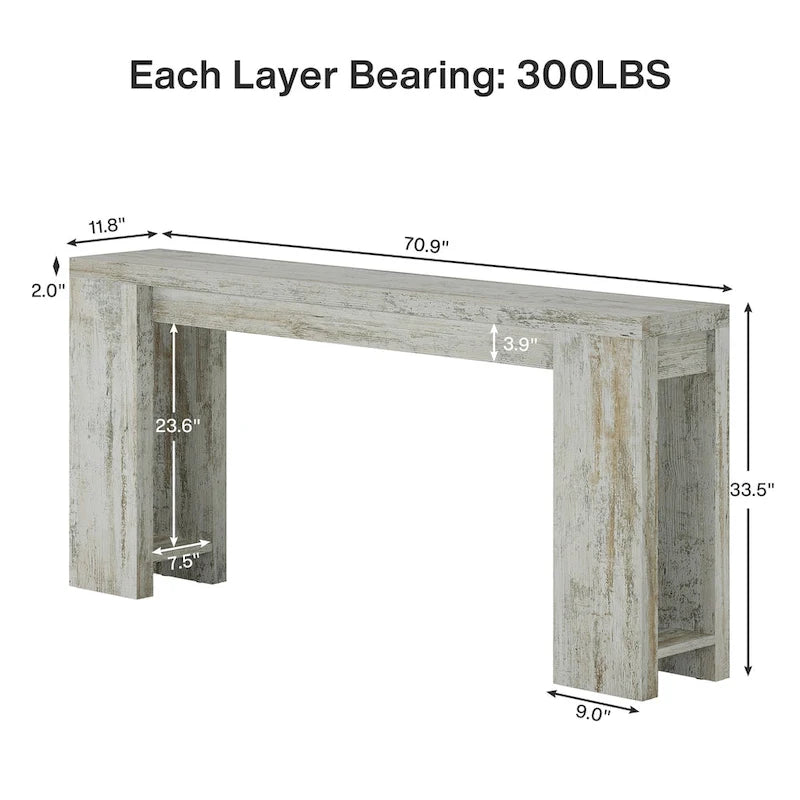 70.9 Inches Long Console Sofa Table for Living Room Entryway Hallway