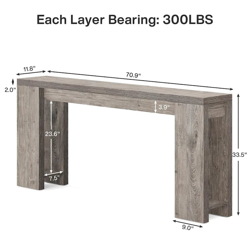 70.9 Inches Long Console Sofa Table for Living Room Entryway Hallway