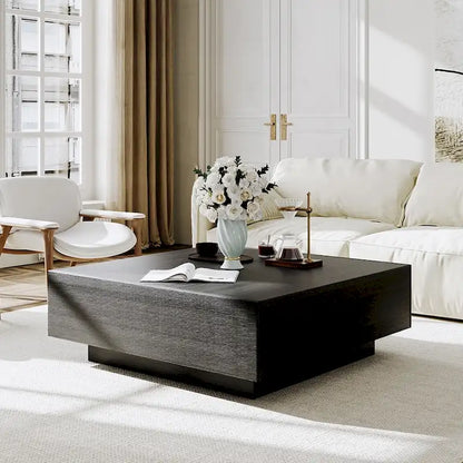 Mid Century Modern Coffee Table, Minimalist Wood Veneer Coffee Table with Storage for Living Room, Fully-assembled