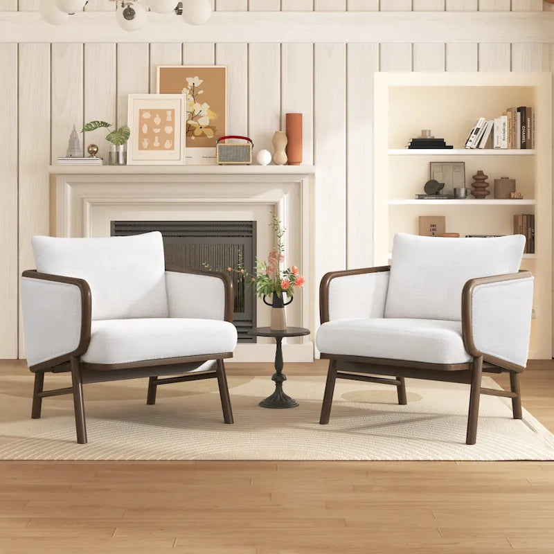 Sherpa Fabric Accent Chairs (Set of 2)