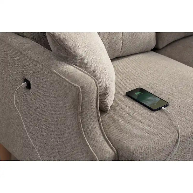 Living Space Waterproof Fabric 3-Seater Sofa with USB Charge Port