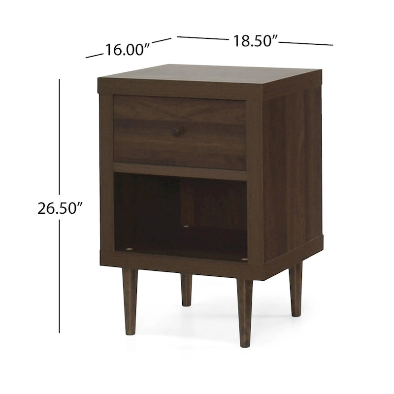 Nystrom Faux Wood Single Drawer Nightstand by Christopher Knight Home