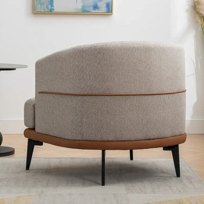 Modern Two-Tone Barrel Fabric Chair, Upholstered Round Armchair For Living Room Bedroom Reading Room, Burnt Orange