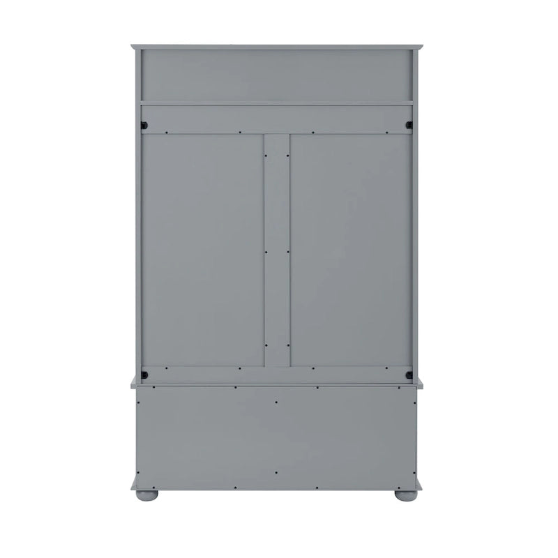 Coastal Style Hall Tree Entryway Bench with Shelves and Shoe Cabinets