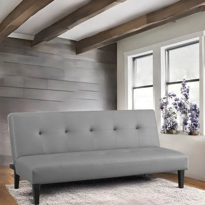 Ultimate Futon Sofa Collection: Futon Sofa with Armrest and Cupholders, Button Tufted Sofa with Wooden Legs