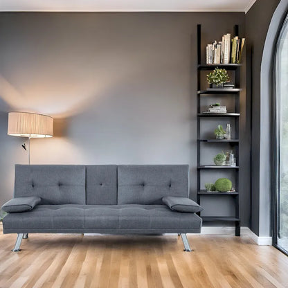 Ultimate Futon Sofa Collection: Futon Sofa with Armrest and Cupholders, Button Tufted Sofa with Wooden Legs