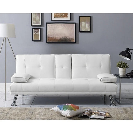 Ultimate Futon Sofa Collection: Futon Sofa with Armrest and Cupholders, Button Tufted Sofa with Wooden Legs