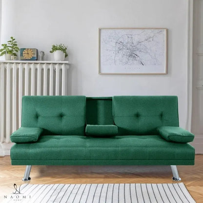 Ultimate Futon Sofa Collection: Futon Sofa with Armrest and Cupholders, Button Tufted Sofa with Wooden Legs