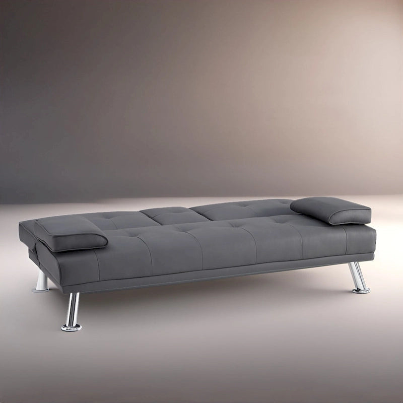 Ultimate Futon Sofa Collection: Futon Sofa with Armrest and Cupholders, Button Tufted Sofa with Wooden Legs
