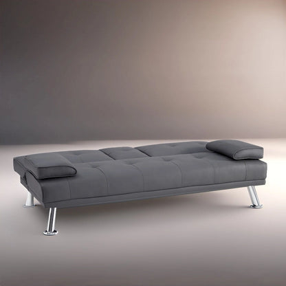 Ultimate Futon Sofa Collection: Futon Sofa with Armrest and Cupholders, Button Tufted Sofa with Wooden Legs