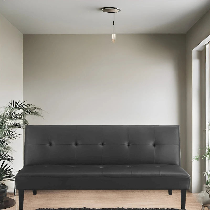 Ultimate Futon Sofa Collection: Futon Sofa with Armrest and Cupholders, Button Tufted Sofa with Wooden Legs