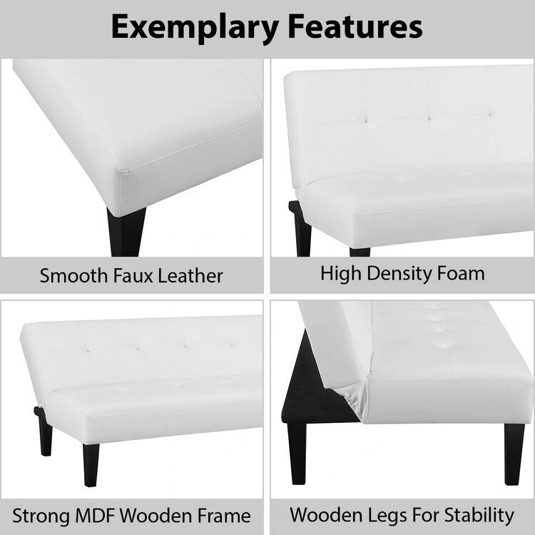 Ultimate Futon Sofa Collection: Futon Sofa with Armrest and Cupholders, Button Tufted Sofa with Wooden Legs