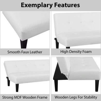 Ultimate Futon Sofa Collection: Futon Sofa with Armrest and Cupholders, Button Tufted Sofa with Wooden Legs