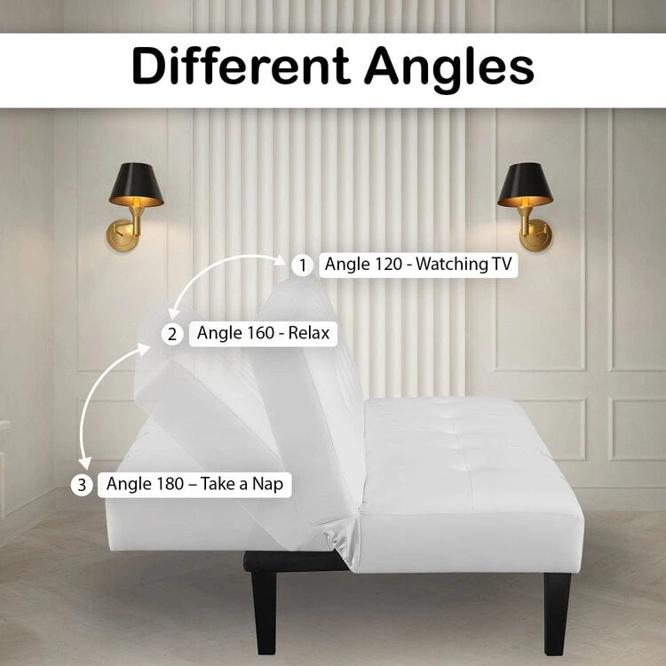 Ultimate Futon Sofa Collection: Futon Sofa with Armrest and Cupholders, Button Tufted Sofa with Wooden Legs