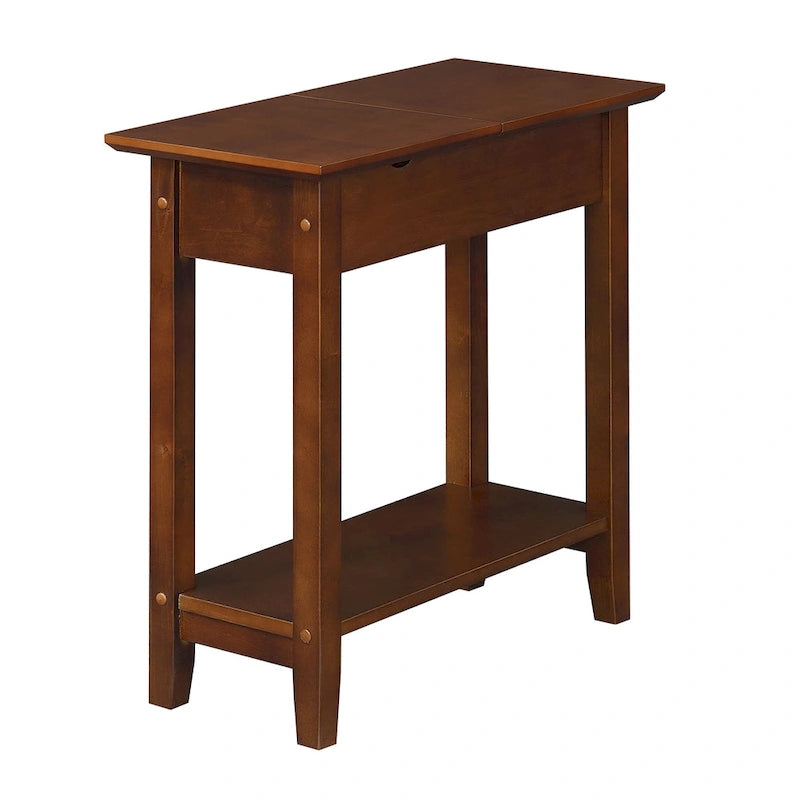 Convenience Concepts American Heritage Flip Top End Table with Charging Station and Shelf