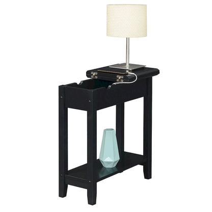 Convenience Concepts American Heritage Flip Top End Table with Charging Station and Shelf