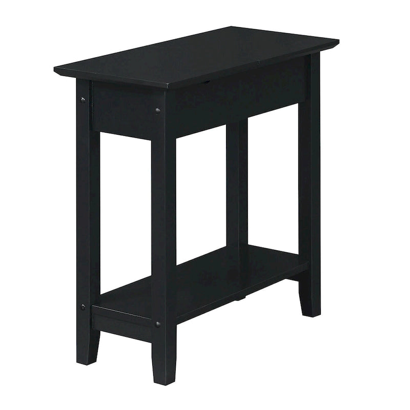 Convenience Concepts American Heritage Flip Top End Table with Charging Station and Shelf