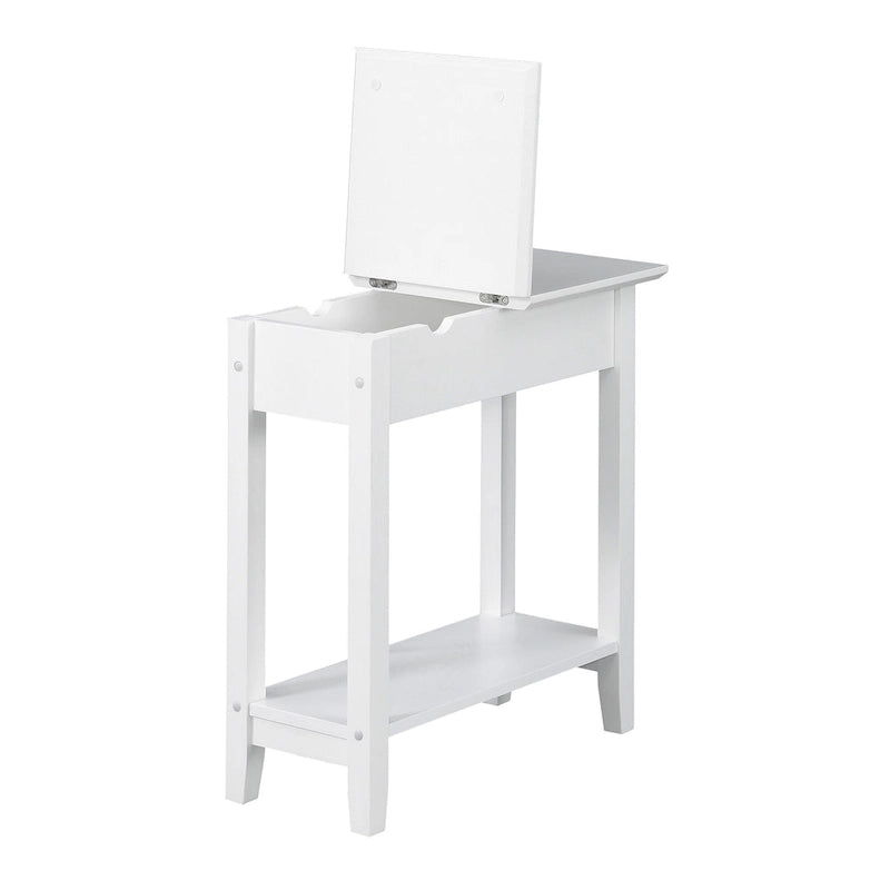 Convenience Concepts American Heritage Flip Top End Table with Charging Station and Shelf