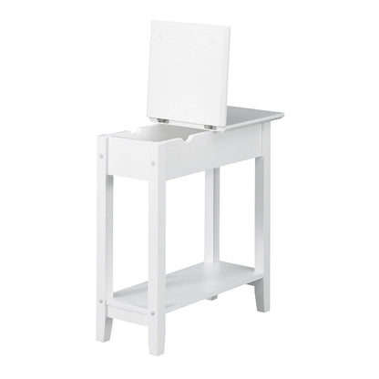 Convenience Concepts American Heritage Flip Top End Table with Charging Station and Shelf