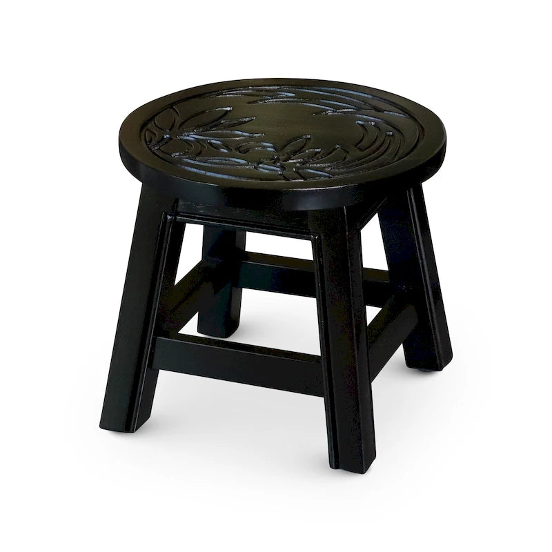 DTY Indoor Living Fairplay Carved Wooden Step Stool