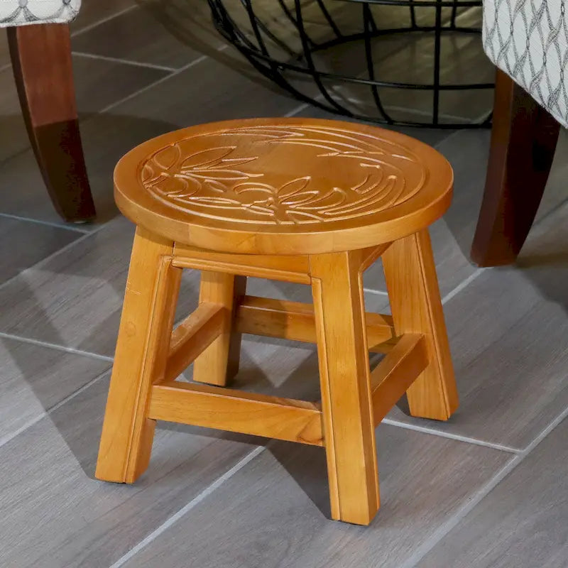 DTY Indoor Living Fairplay Carved Wooden Step Stool