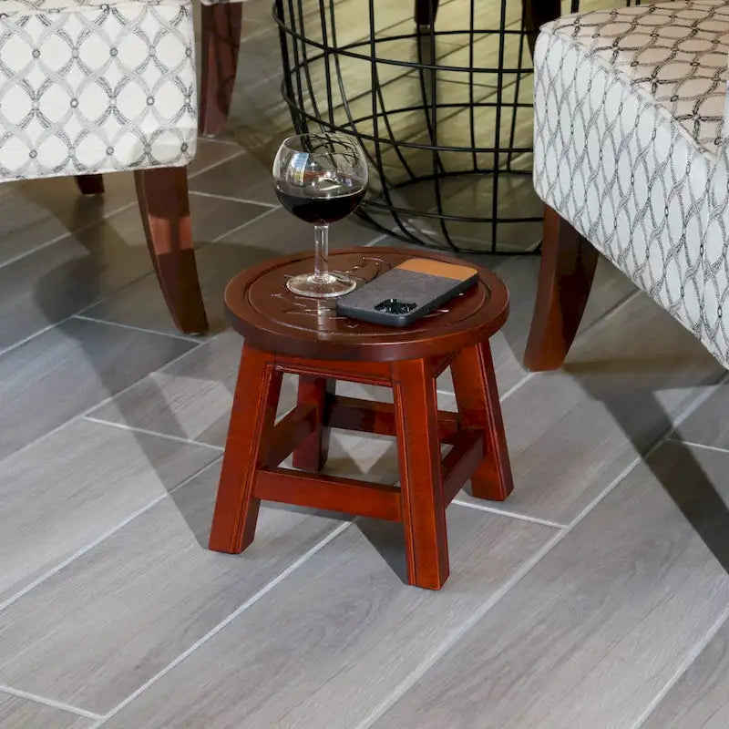 DTY Indoor Living Fairplay Carved Wooden Step Stool