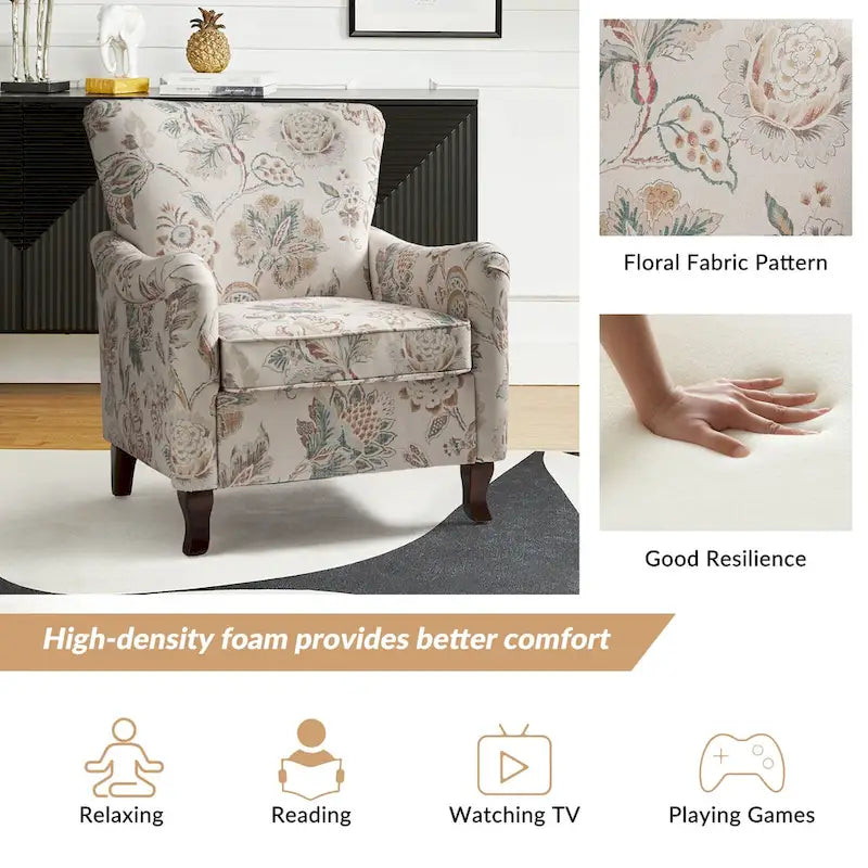 Samouel Modern Floral Upholstered Armchair with Wingback Design Set of 2 by HULALA HOME