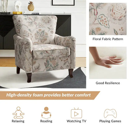 Samouel Modern Floral Upholstered Armchair with Wingback Design Set of 2 by HULALA HOME