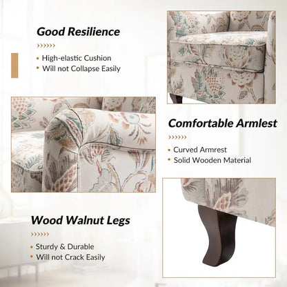 Samouel Modern Floral Upholstered Armchair with Wingback Design Set of 2 by HULALA HOME