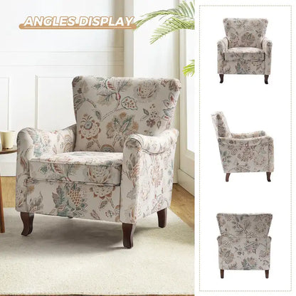 Samouel Modern Floral Upholstered Armchair with Wingback Design Set of 2 by HULALA HOME