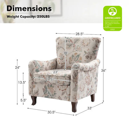 Samouel Modern Floral Upholstered Armchair with Wingback Design Set of 2 by HULALA HOME