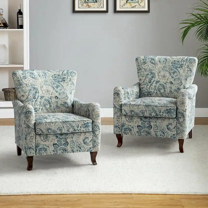 Samouel Modern Floral Upholstered Armchair with Wingback Design Set of 2 by HULALA HOME