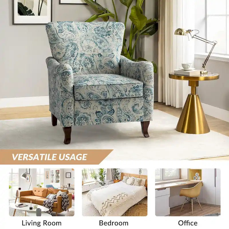 Samouel Modern Floral Upholstered Armchair with Wingback Design Set of 2 by HULALA HOME