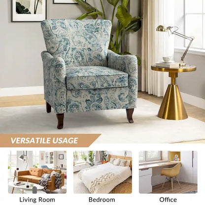 Samouel Modern Floral Upholstered Armchair with Wingback Design Set of 2 by HULALA HOME