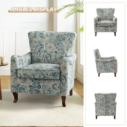 Samouel Modern Floral Upholstered Armchair with Wingback Design Set of 2 by HULALA HOME