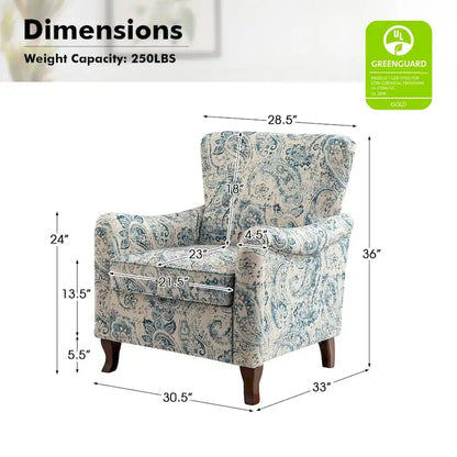 Samouel Modern Floral Upholstered Armchair with Wingback Design Set of 2 by HULALA HOME